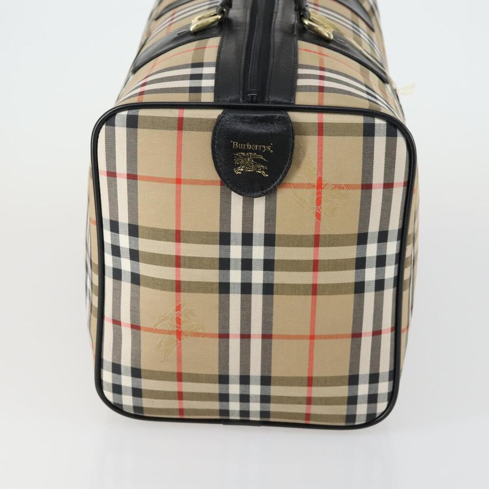 Burberrys Nova Check Boston Bag Canvas Beige Gold Auth 155390 - Picture 3 of 16